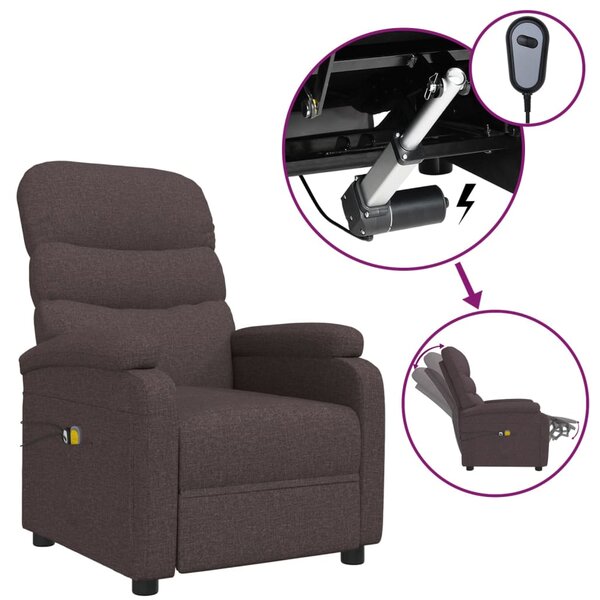 vidaXL Fauteuil électrique de massage Marron foncé Tissu