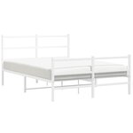 vidaXL Cadre de lit métal sans matelas et pied de lit blanc 135x190 cm