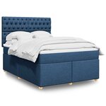 vidaXL Sommier à lattes de lit avec matelas Bleu 140x190 cm Tissu