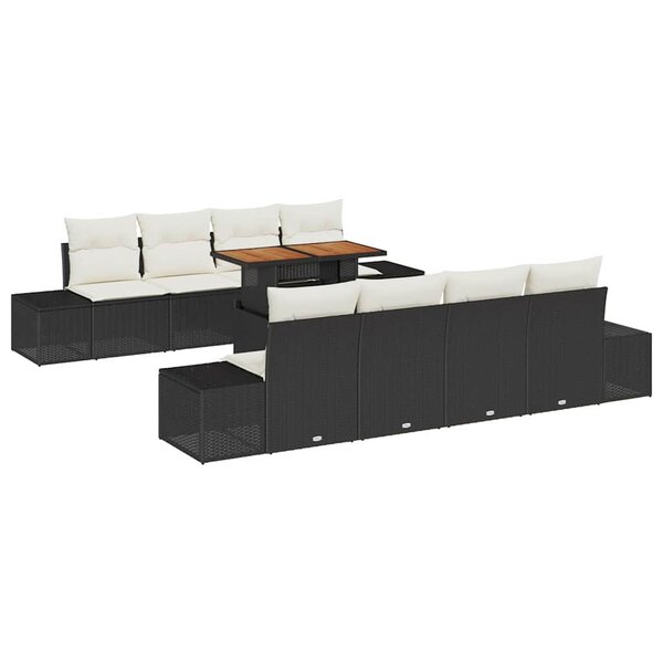 vidaXL Ensemble de salle à manger pour jardin 9 Pièces Noir et Crème