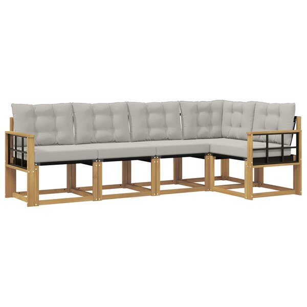 vidaXL Ensemble de canapés d'extérieur 5 pc Blanc et gris clair