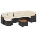 vidaXL Salon de jardin 8 Pièces avec coussins noir résine tressée