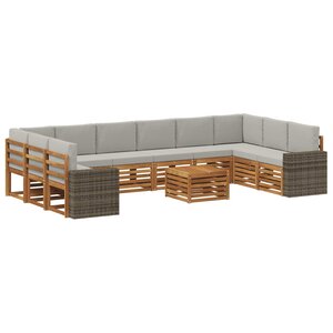 vidaXL Ensemble de canapés d'extérieur 11 pc Naturel et gris clair
