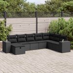 vidaXL Salon de jardin 8 Pièces avec coussins noir résine tressée