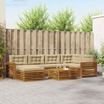 vidaXL Ensemble de canapés d'extérieur 7 Pièces Naturel et Beige