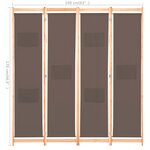 vidaXL Cloison de séparation 4 panneaux Marron 160x170x4 cm Tissu