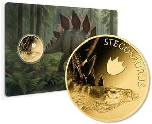 Monnaie STEGOSAURUS Primeval Giants 1/1000 Oz Medaille Or