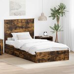 vidaXL Lit de Rangement Chêne fumé 100 x 200 cm Bois d'ingénierie