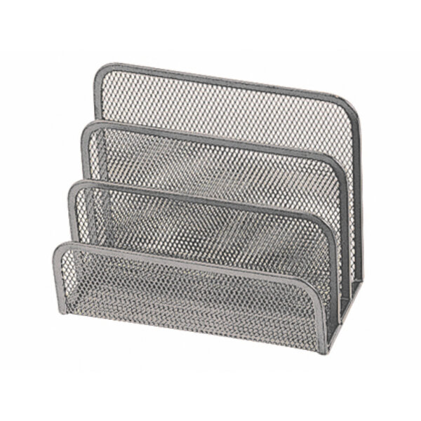 Trieur enveloppes q-connect métal mesh maille métallique 3 compartiments courrier 170x135x83mm coloris argent