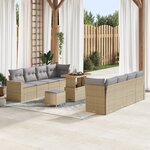 vidaXL Ensemble de Canapé de Jardin 11 Pièces avec Coussins Beiges Rattan Synthétique