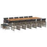 vidaXL Ensemble à manger de jardin 17 Pièces et coussins résine tressée