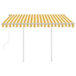 vidaXL Auvent rétractable automatique et poteaux 3x2 5m Jaune et blanc