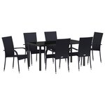 vidaXL Ensemble de salle à manger de jardin 7 pièces en rattan poly noir