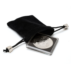 Sachet noir en velours pour monnaies de collection. Taille - S petit