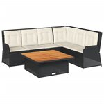 vidaXL Salon de jardin 5 Pièces avec coussins Noir Résine tressée