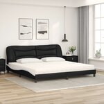 vidaXL Lit avec matelas Hvar noir et blanc 200x200 cm similicuir