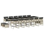 vidaXL Ensemble à manger de jardin et coussins 17 Pièces gris clair rotin