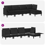 vidaXL Ensemble de meubles pour le salon 5 Pièces Noir Tissu