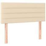 vidaXL Sommier à lattes de lit avec matelas LED Crème 100x200 cm Tissu