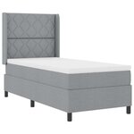 vidaXL Lit ressort avec matelas et LEDs gris clair 90x200 cm en tissu.