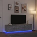 vidaXL Meuble TV avec lumières LED gris béton 193 5x41x50 cm