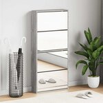 vidaXL Armoire à chaussures miroir 4 niveaux sonoma gris 63x17x134 cm