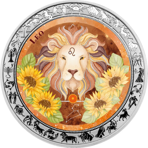 Monnaie LEO Aquarelle Zodiac 1 Oz Argent 5 Cedis Ghana 2026 (PRÉCOMMANDE)