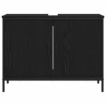 vidaXL Ensemble de mobilier de salle de bain avec stockage 4 Pièces Noir