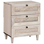 vidaXL Table de chevet Beige 50 x 33 x 60 cm bois de manguier massif