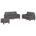 vidaXL Ensemble de canapés 3 Pièces avec coussins Gris Similicuir