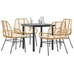 vidaXL Ensemble à manger jardin coussins 5Pièces marron poly rotin verre