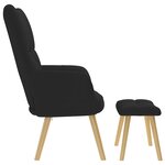 vidaXL Chaise de relaxation avec repose-pied Noir Tissu