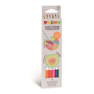 Boîte de 6 crayons de couleur fluo hexagonaux minabella. Ø 3 8 mm primo