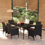 vidaXL Ensemble à manger de jardin avec coussins 7 Pièces Noir