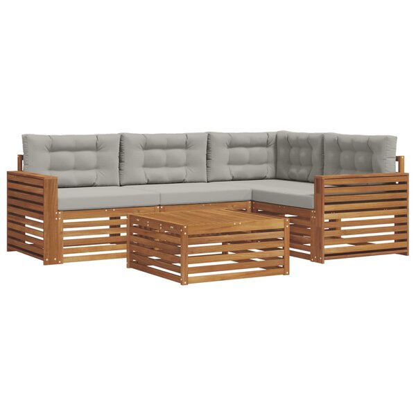 vidaXL Ensemble de canapés d'extérieur 5 pc Gris Naturel et Clair