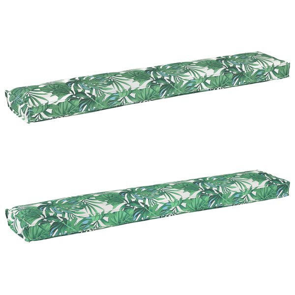 vidaXL Coussins de palette pour banc 2 Pièces Motif de feuilles 200x40x8 cm Tissu Oxford