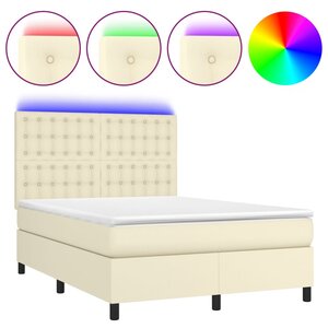 vidaXL Sommier à lattes de lit avec matelas et LED Crème 140x200 cm