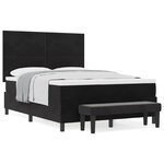 vidaXL Lit à ressorts avec matelas & banc noir 140x200 cm velours
