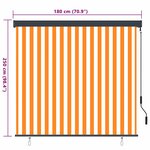 vidaXL Store Roulant Extérieur Rayé Orange et blanc 180 x 250 cm tissu