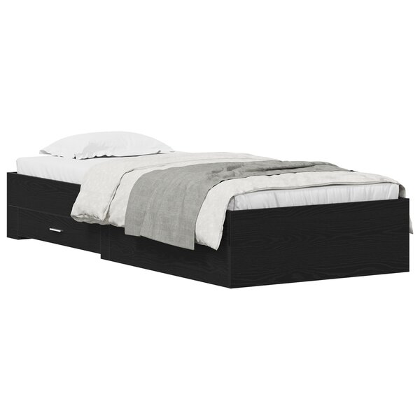 vidaXL Lit Noir Chêne 100x200 cm Bois d'ingénierie