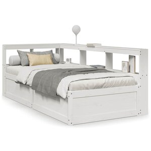vidaXL Lit bibliothèque sans matelas blanc 75x190cm bois de pin massif