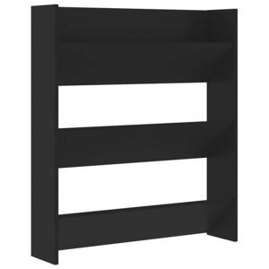 vidaXL Armoire à chaussures murale noir 80x18x90 cm bois d'ingénierie