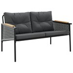 vidaXL Banc de jardin avec coussins 116 cm noir acier
