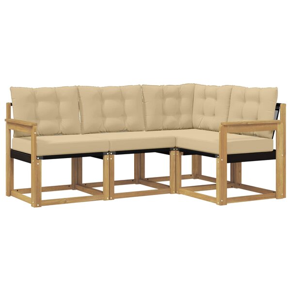 vidaXL Ensemble de canapés d'extérieur 4 pc Blanc et Beige