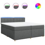 vidaXL Sommier à lattes de lit avec matelas Gris foncé 200x200cm Tissu
