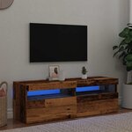 vidaXL Meuble TV avec lumières LED vieux bois bois d'ingénierie
