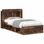 vidaXL Cadre de lit avec rangement Chêne fumé 100 x 200 cm