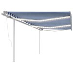 vidaXL Auvent manuel rétractable avec LED 6x3 5 m Bleu et blanc