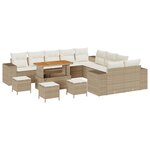Canapé de Jardin vidaXL 14 Pièces avec Coussins Beige Poly Rattan Acacia