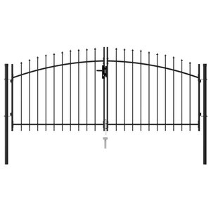 vidaXL Portillon double porte avec dessus à pointe Acier 3x1 25 m Noir